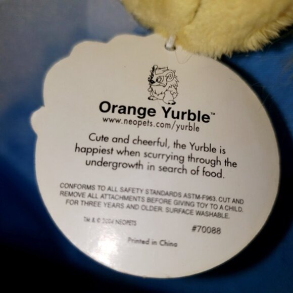 Neopets “Orange Yurble” 6” tall stuffed plush - Vintage 2004 with Tag! - Picture 4 of 6